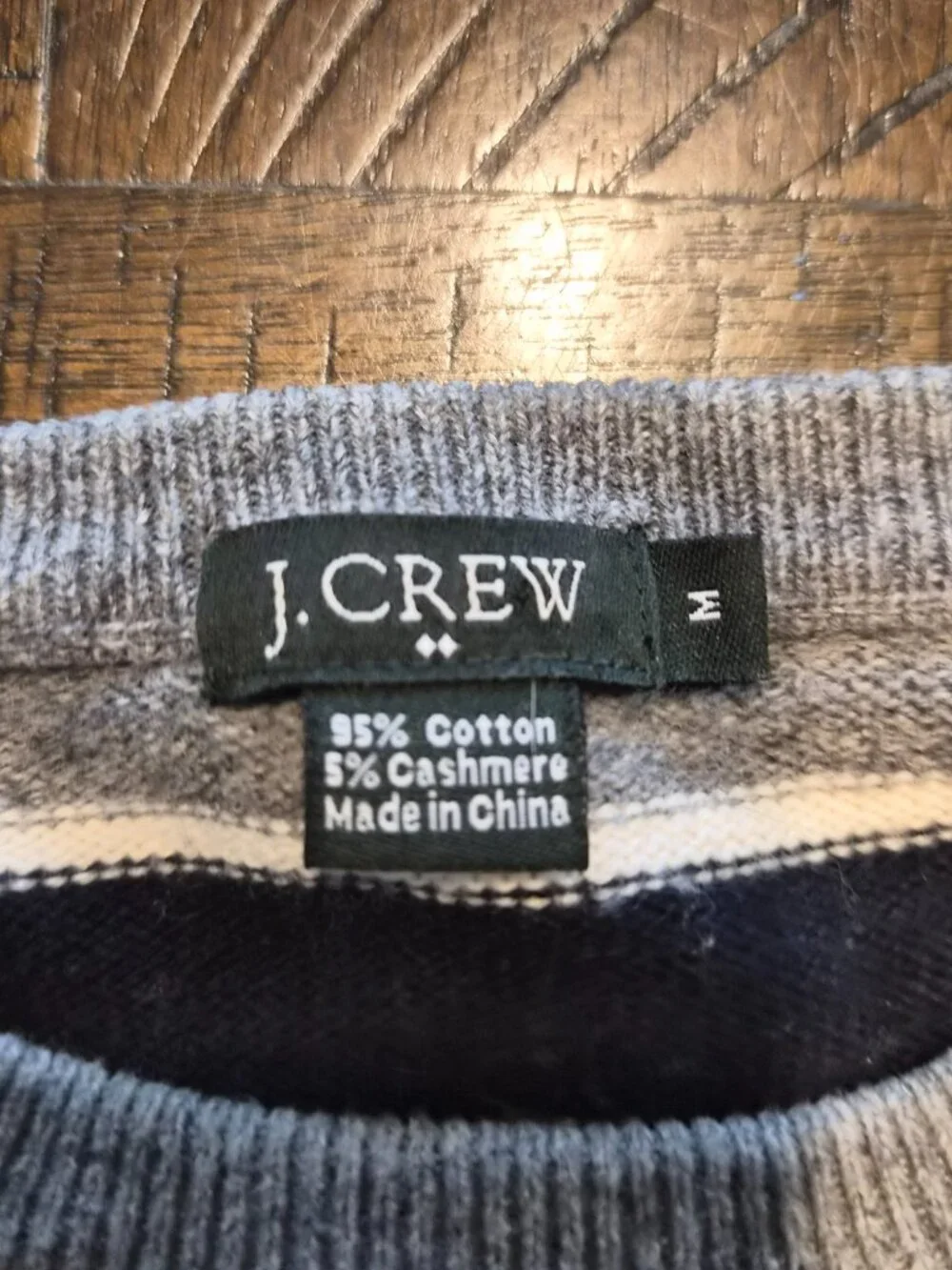 J.Crew Sweater Cotton-Cashmere Crewneck Mens Size Medium Gray Striped G891
